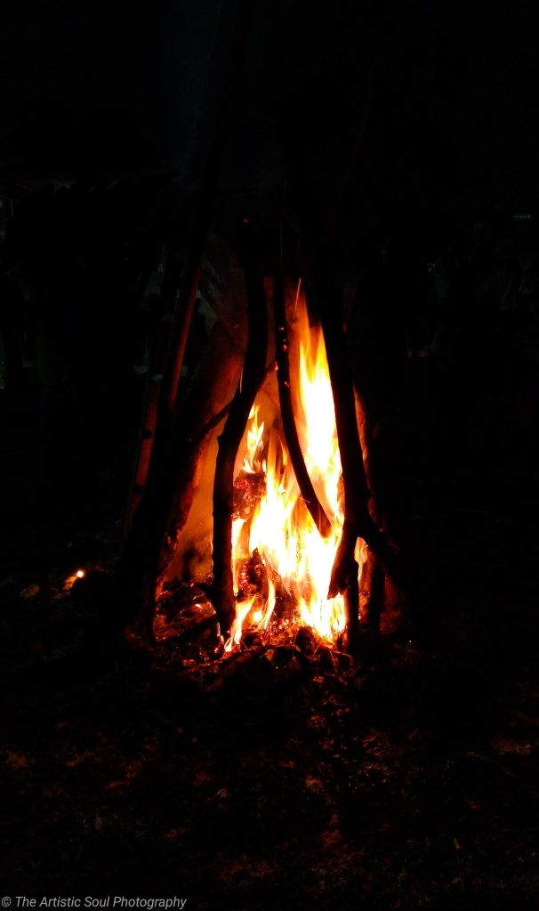 A bundle of sticks burning