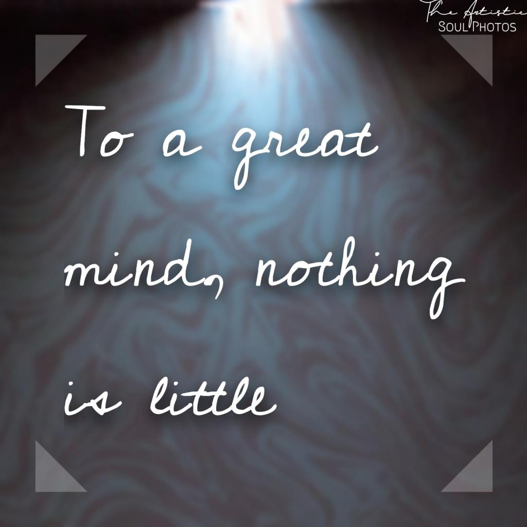 To a great mind, nothing is little - Quote